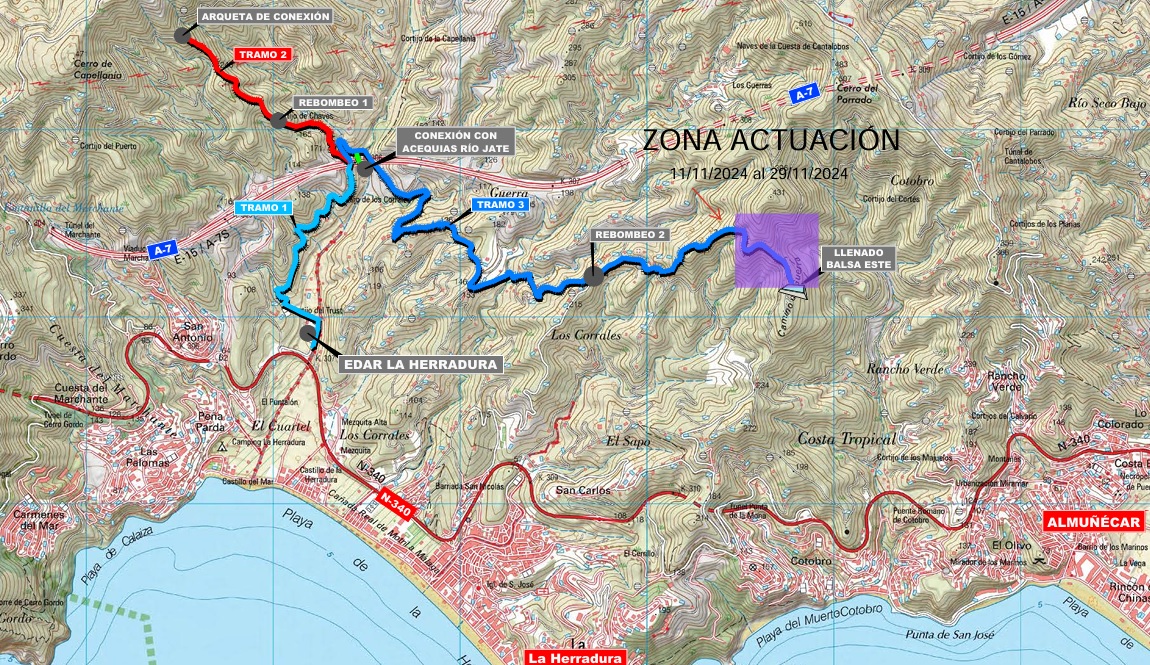 TRAGSA inicia las obras de instalación de las conducciones de las aguas regeneradas de regadíos en Almuñécar y La Herradura